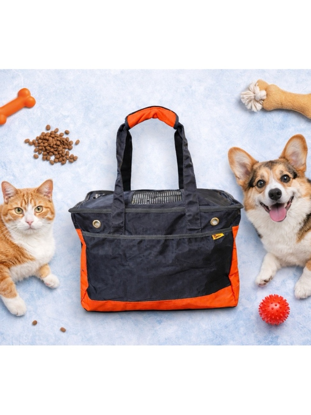 Oasis Medium Pet Carrier Bag – Airline Approved, Black/Orange– Great Condition.
